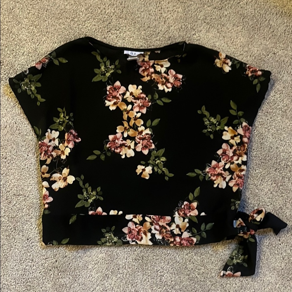 Floral Black Top